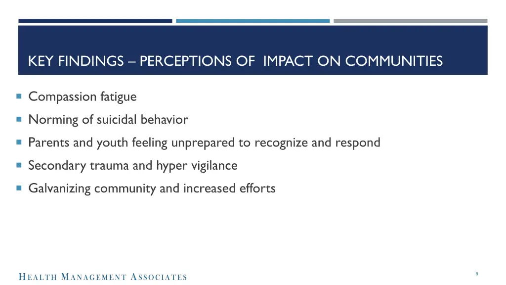 key findings perceptions of impact on communities