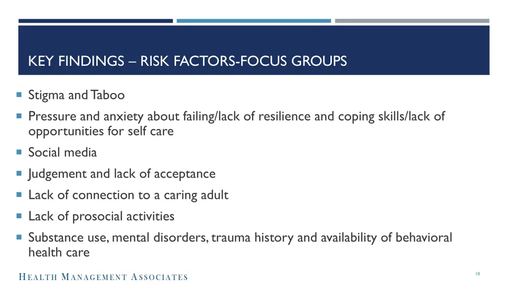 key findings risk factors focus groups