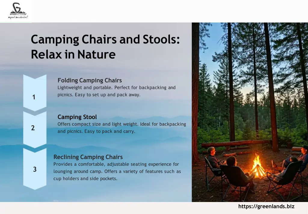 camping chairs and stools relax in nature