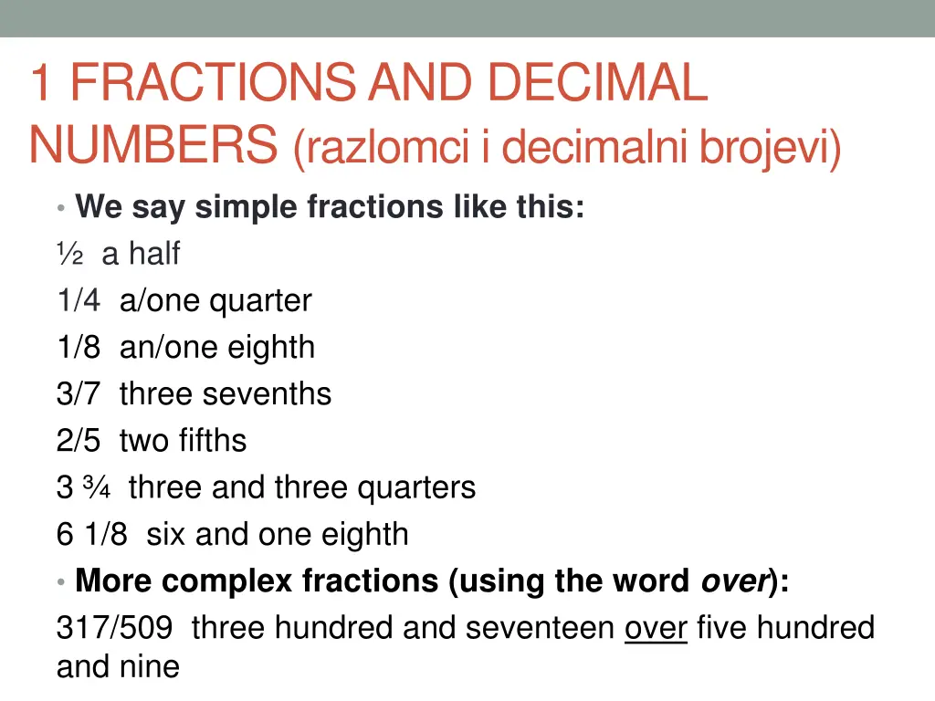 1 fractions and decimal numbers razlomci