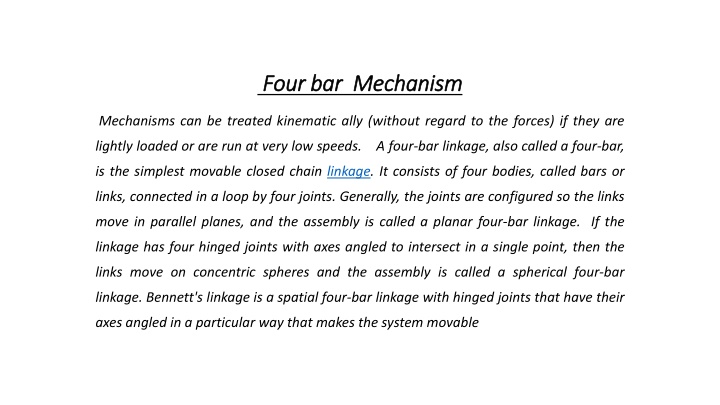 four bar mechanism four bar mechanism