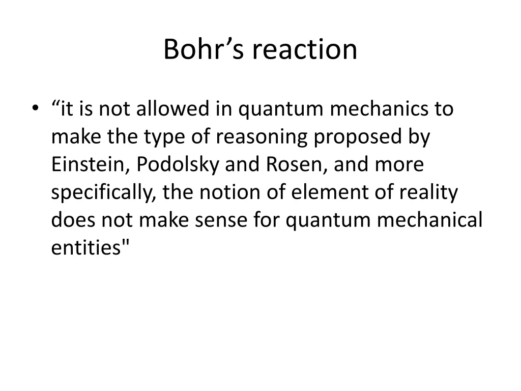 bohr s reaction