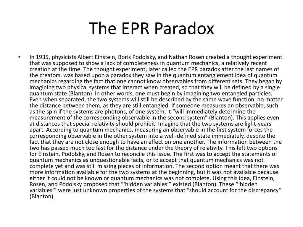 the epr paradox