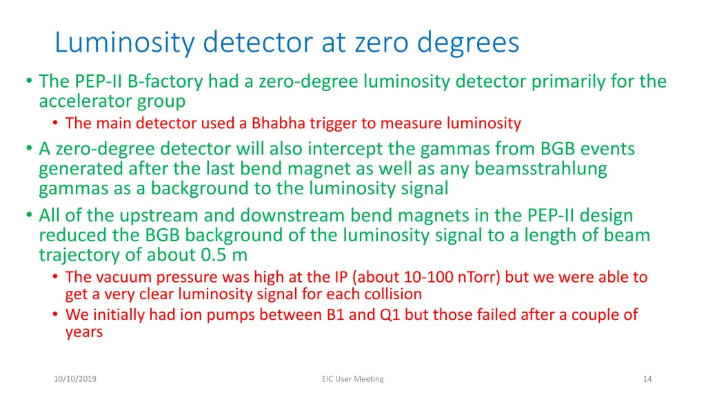 luminosity detector at zero degrees