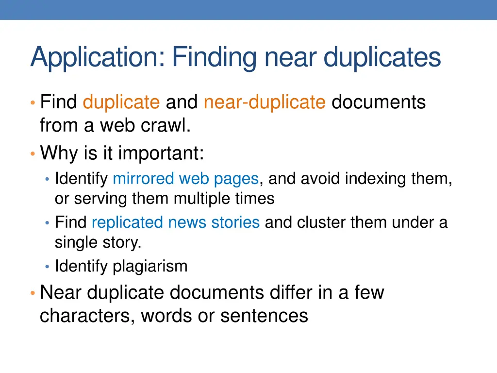 application finding near duplicates