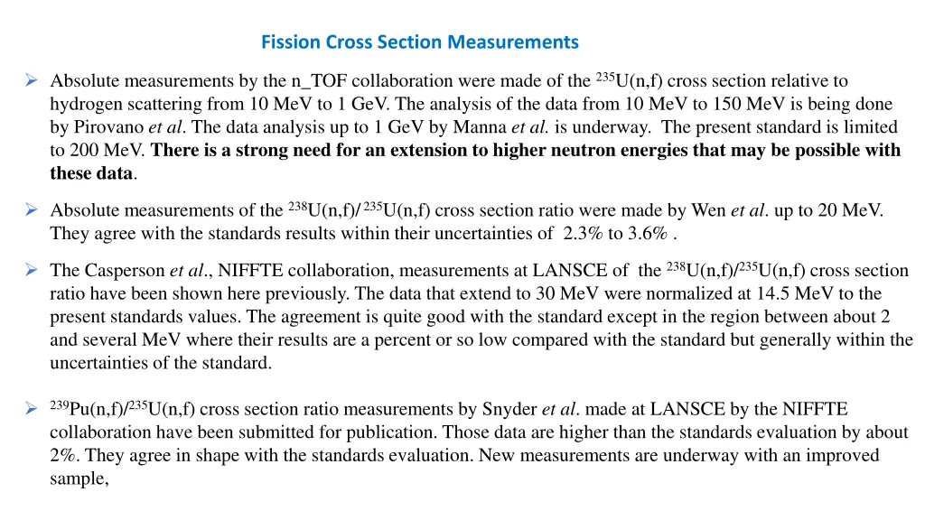 fission cross section measurements