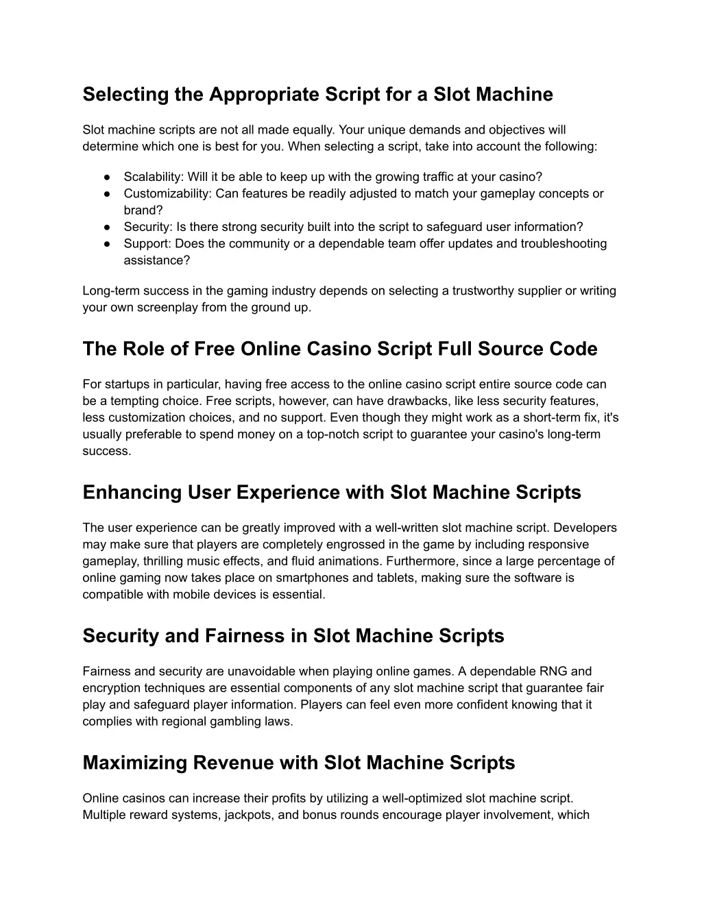 selecting the appropriate script for a slot