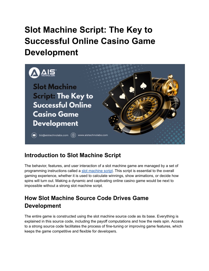 slot machine script the key to successful online