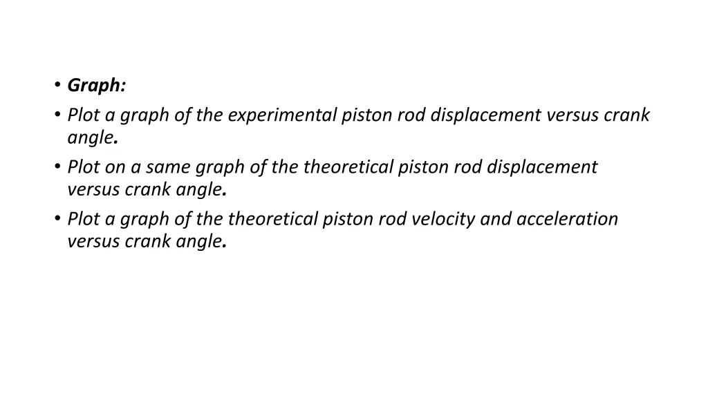 graph plot a graph of the experimental piston