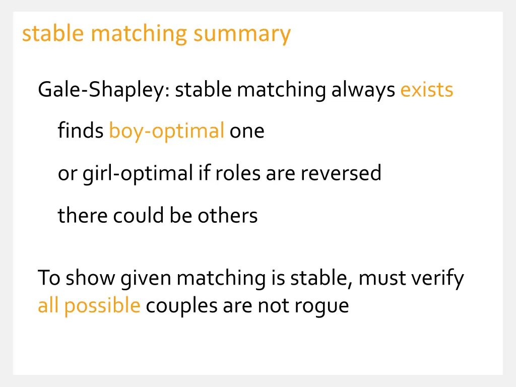 stable matching summary