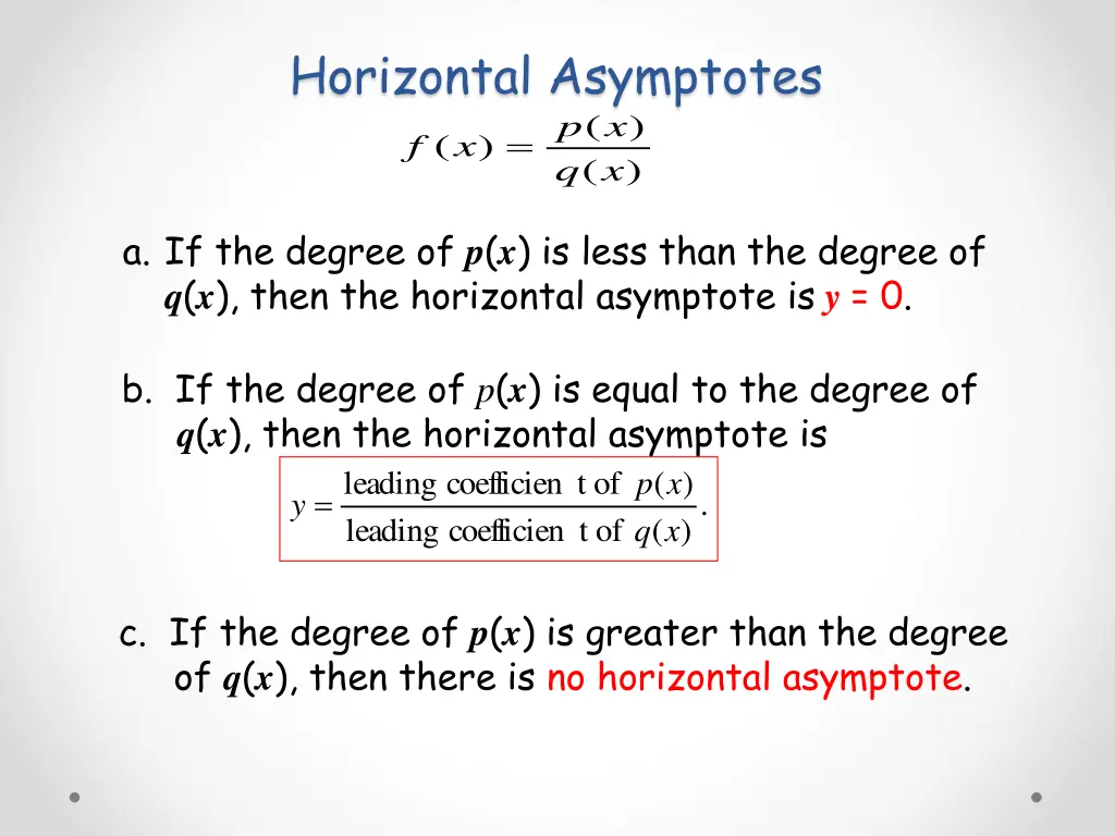 horizontal asymptotes p x f