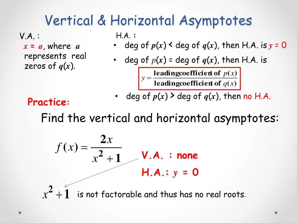 vertical horizontal asymptotes h a 3