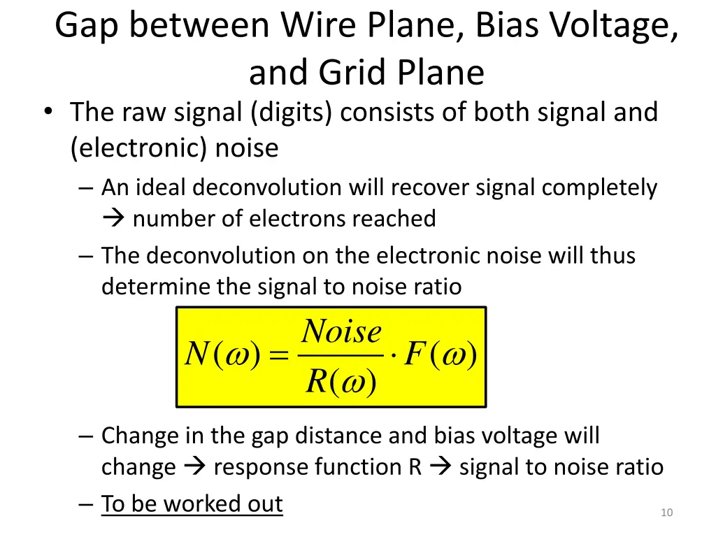 gap between wire plane bias voltage and grid