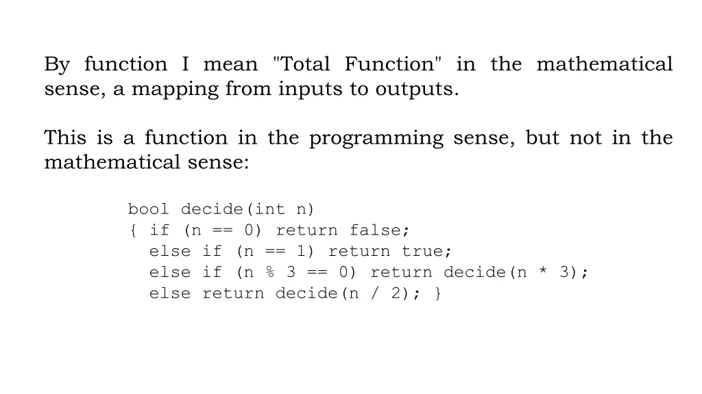 by function i mean total function