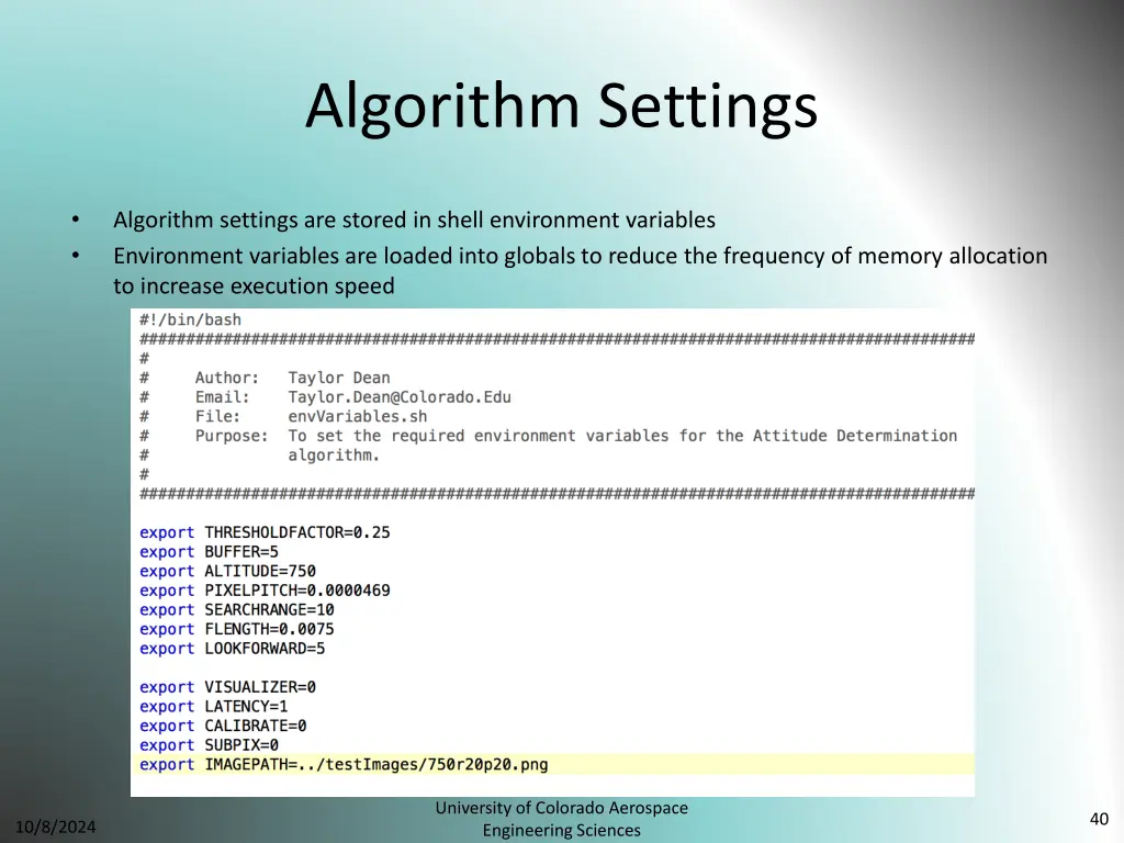 algorithm settings