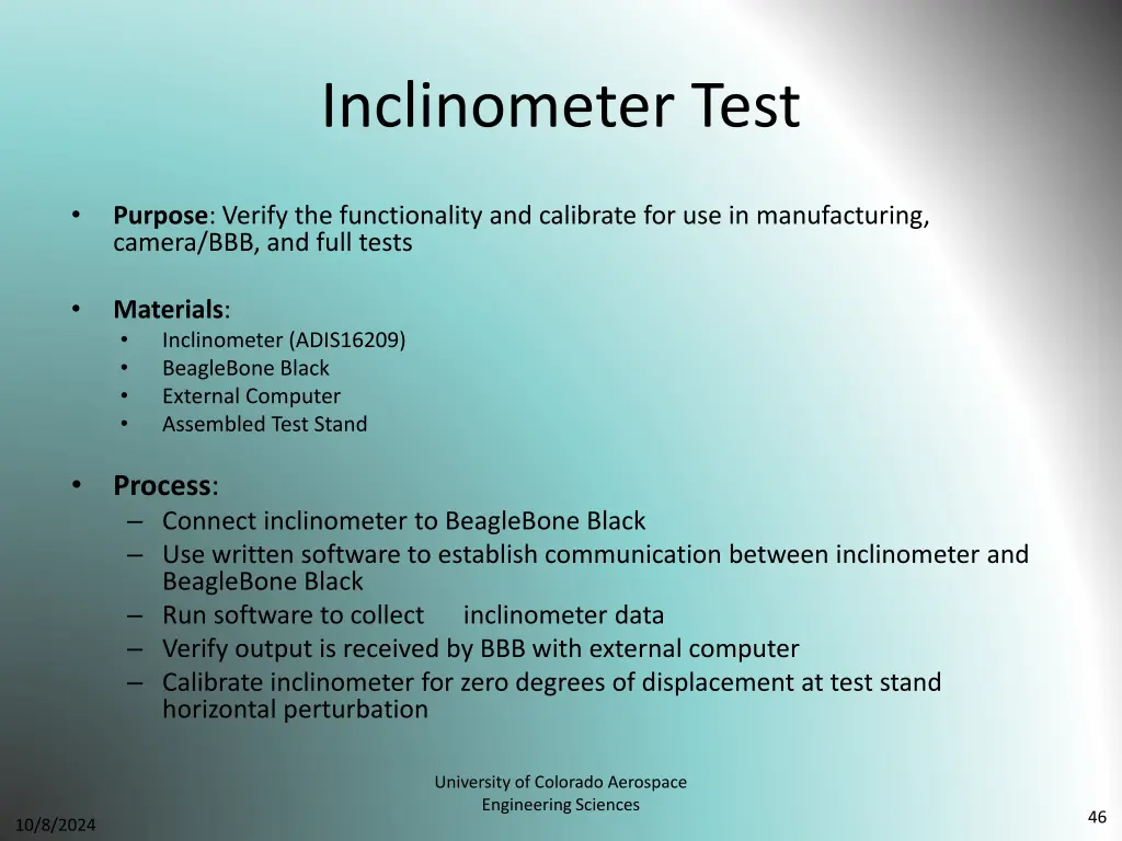 inclinometer test