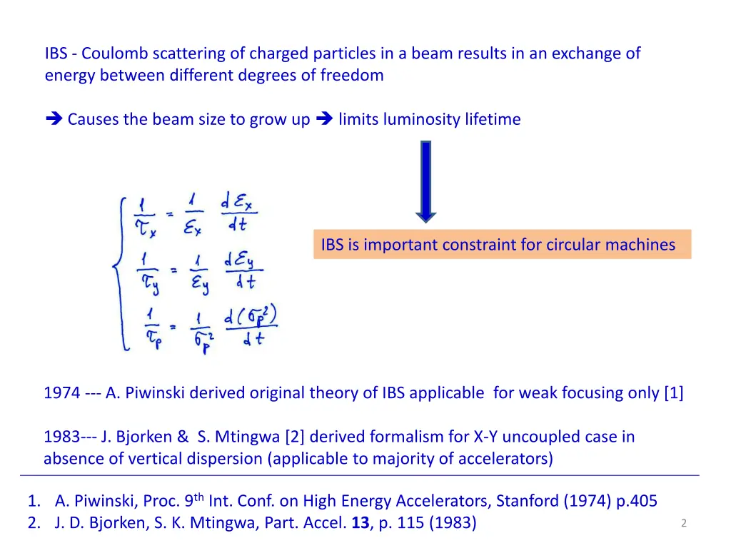 ibs coulomb scattering of charged particles