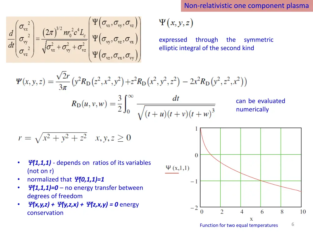 non relativistic one component plasma 2