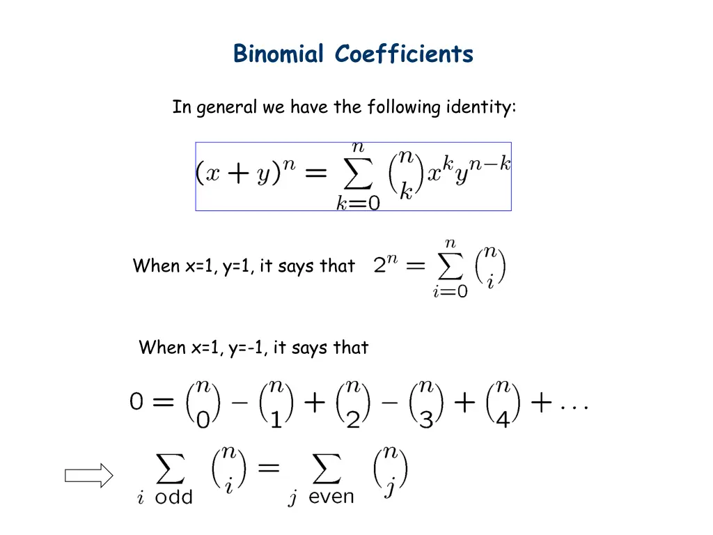 binomial coefficients