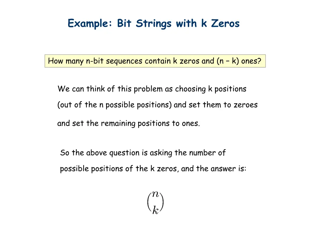 example bit strings with k zeros