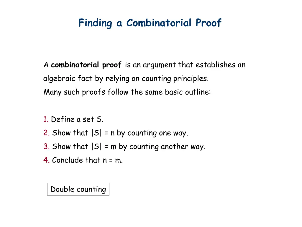 finding a combinatorial proof