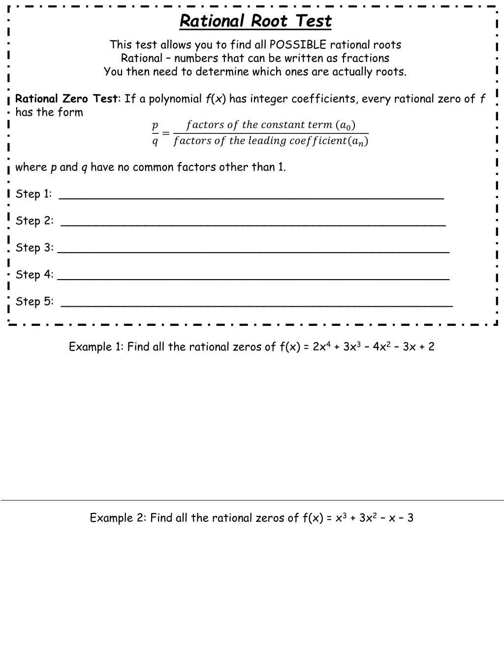 rational root test this test allows you to find