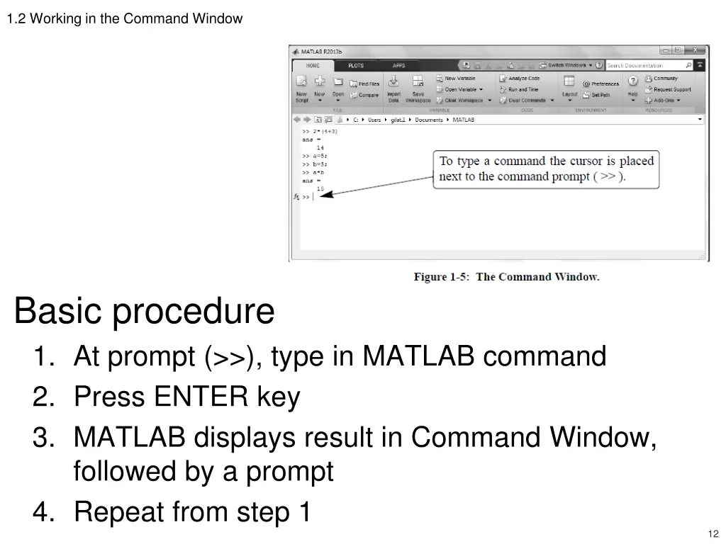 1 2 working in the command window 1