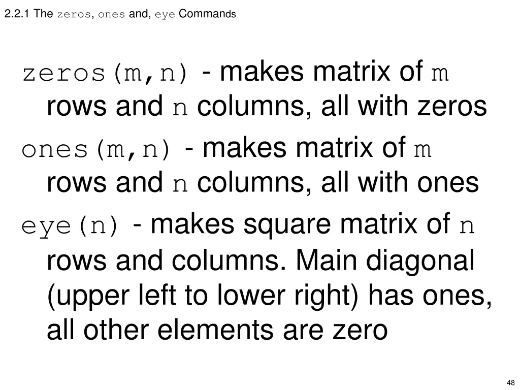 2 2 1 the zeros ones and eye comman ds