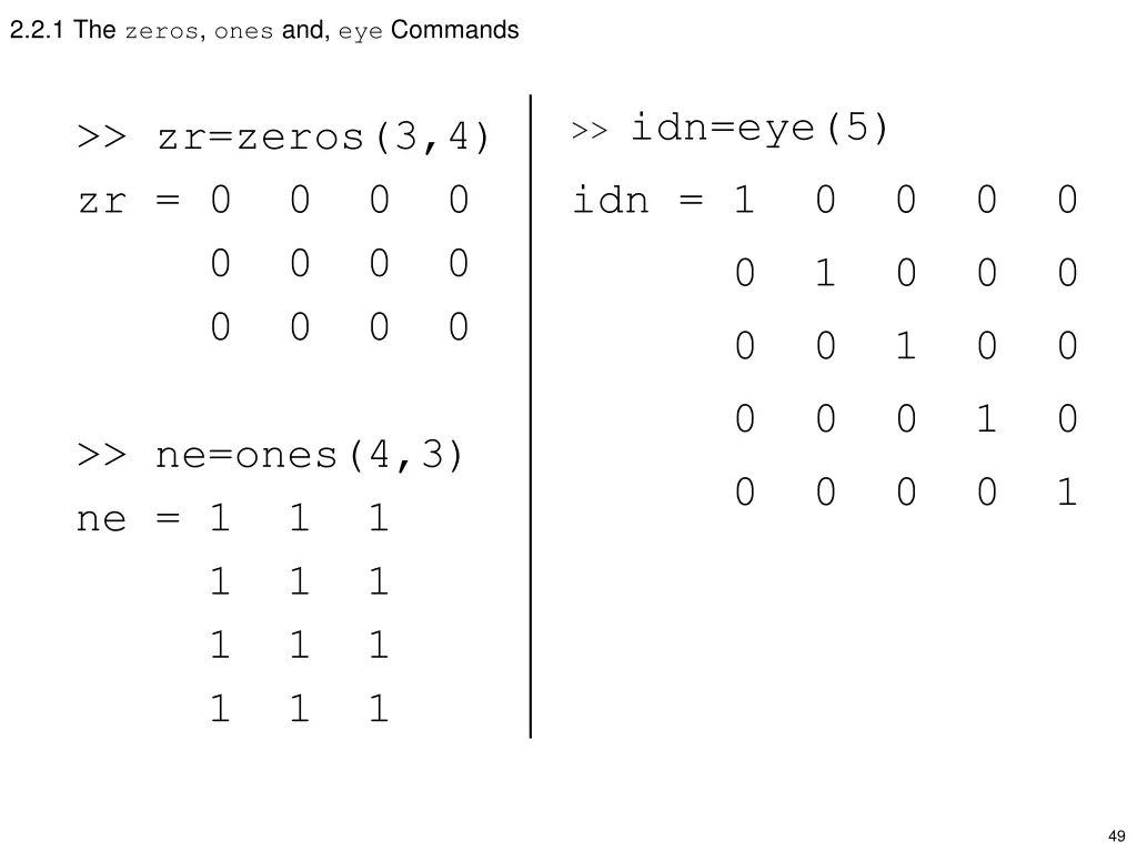 2 2 1 the zeros ones and eye commands