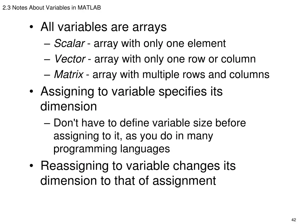 2 3 notes about variables in matlab