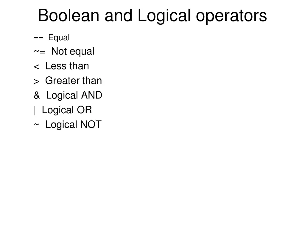 boolean and logical operators