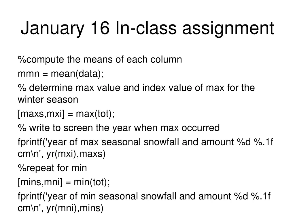 january 16 in class assignment 2