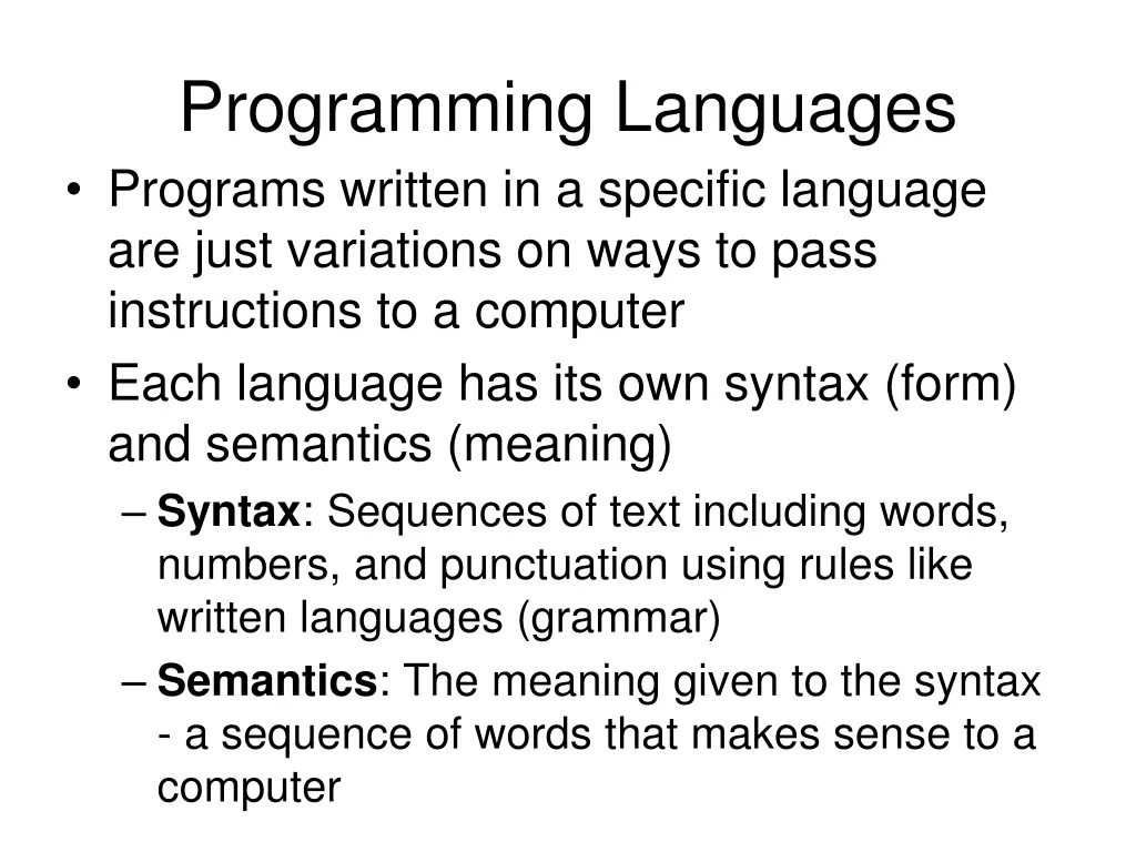 programming languages programs written