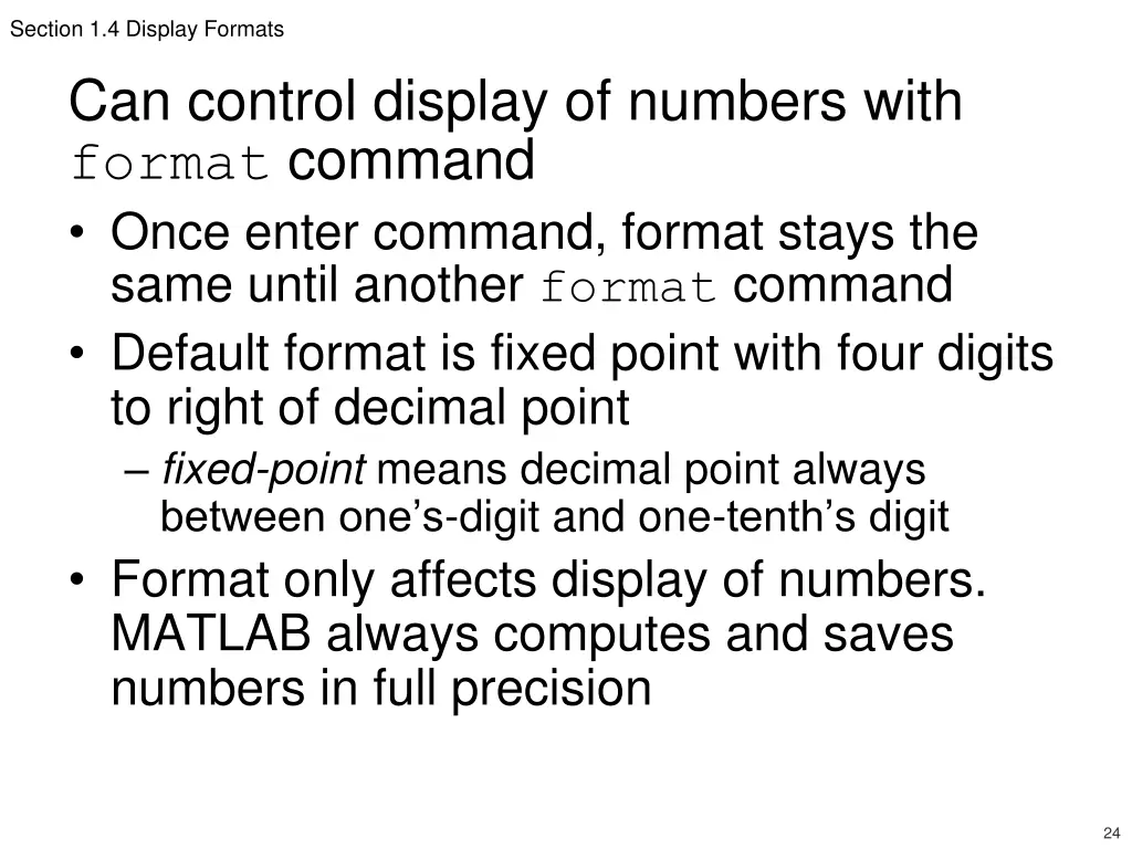 section 1 4 display formats can control display