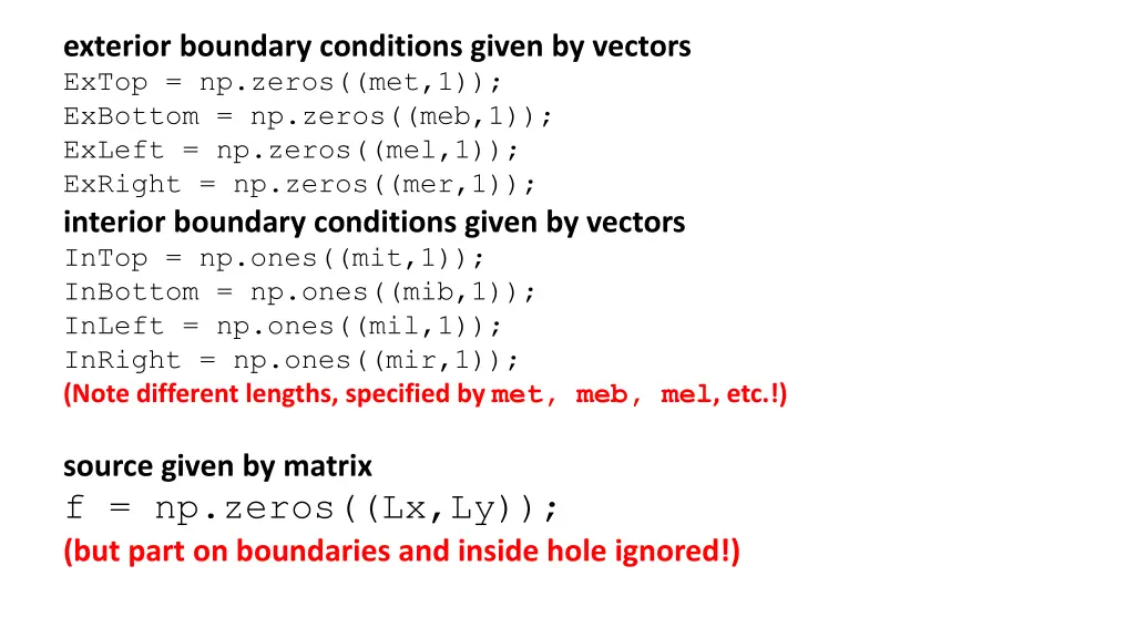 exterior boundary conditions given by vectors