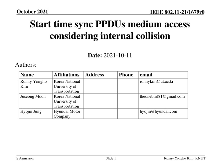 october 2021 start time sync ppdus medium access