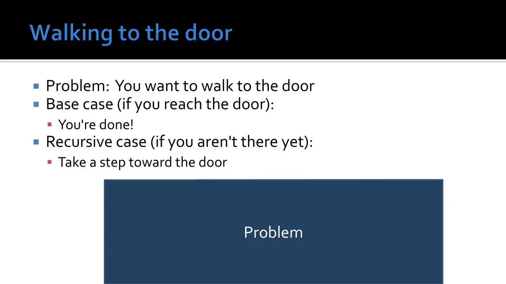 problem you want to walk to the door base case