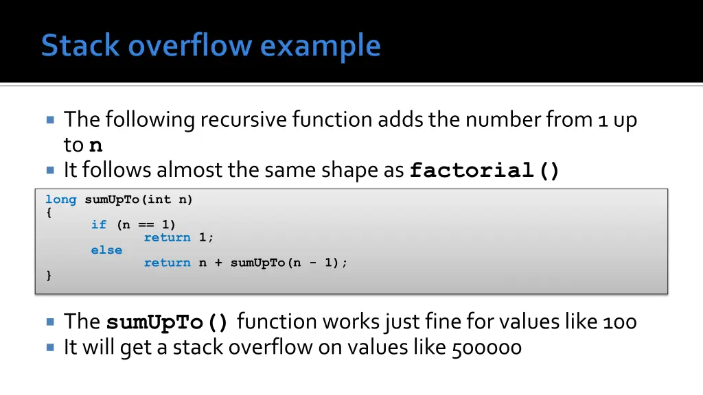 the following recursive function adds the number