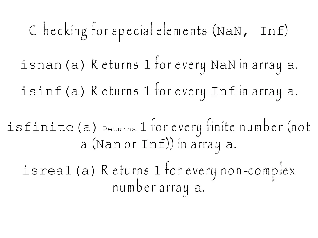 c hecking for special elements nan inf