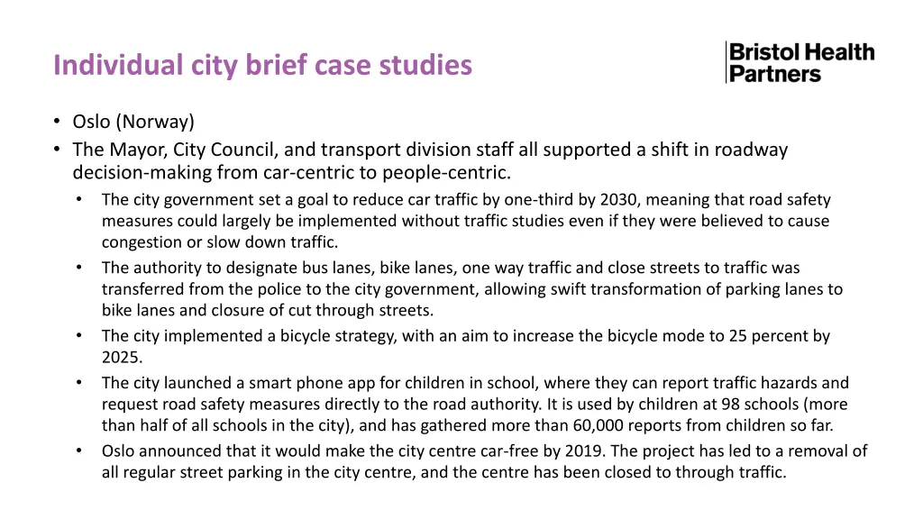 individual city brief case studies