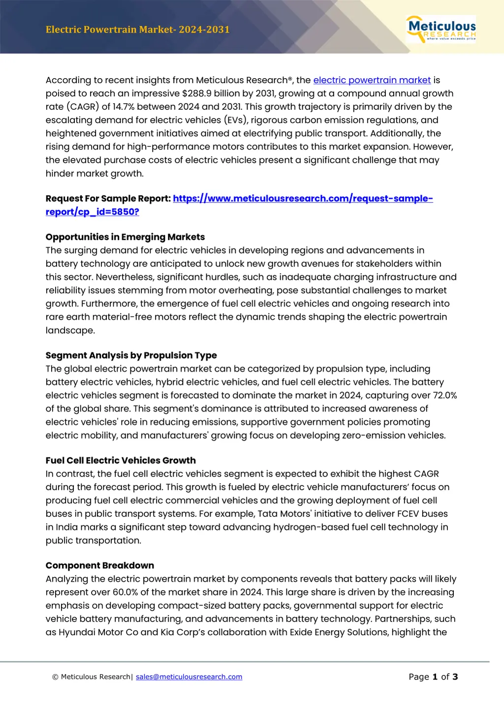 electric powertrain market 2024 2031