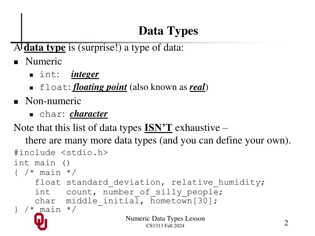 data types