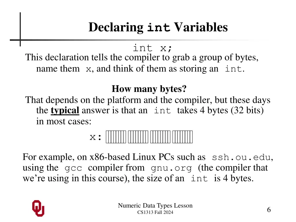 declaring int variables