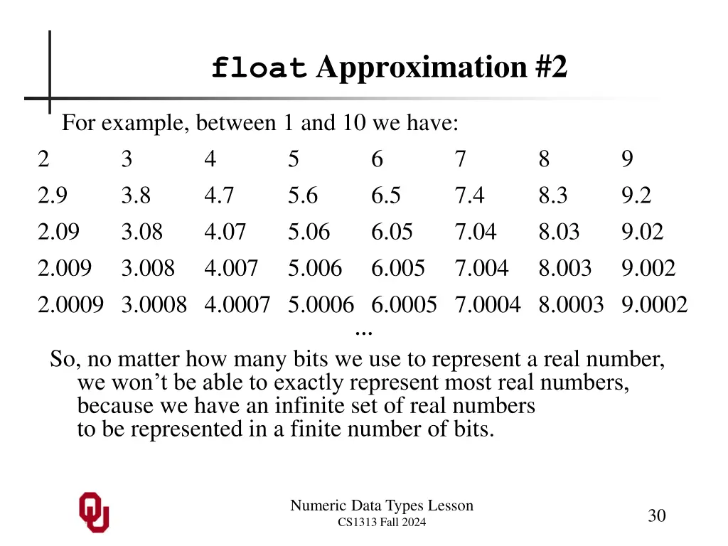 float approximation 2