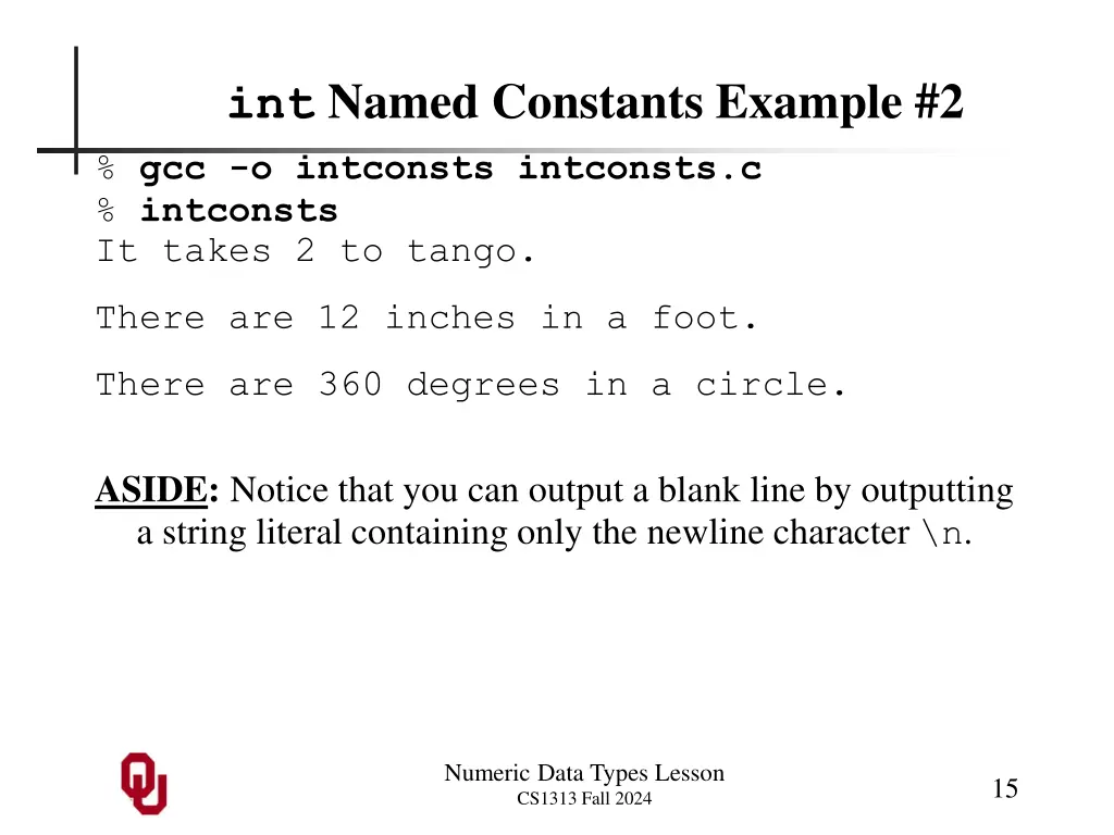 int named constants example 2