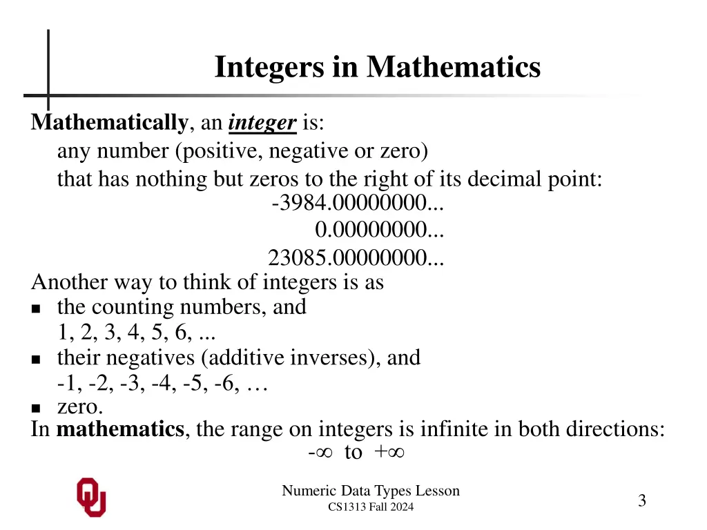 integers in mathematics