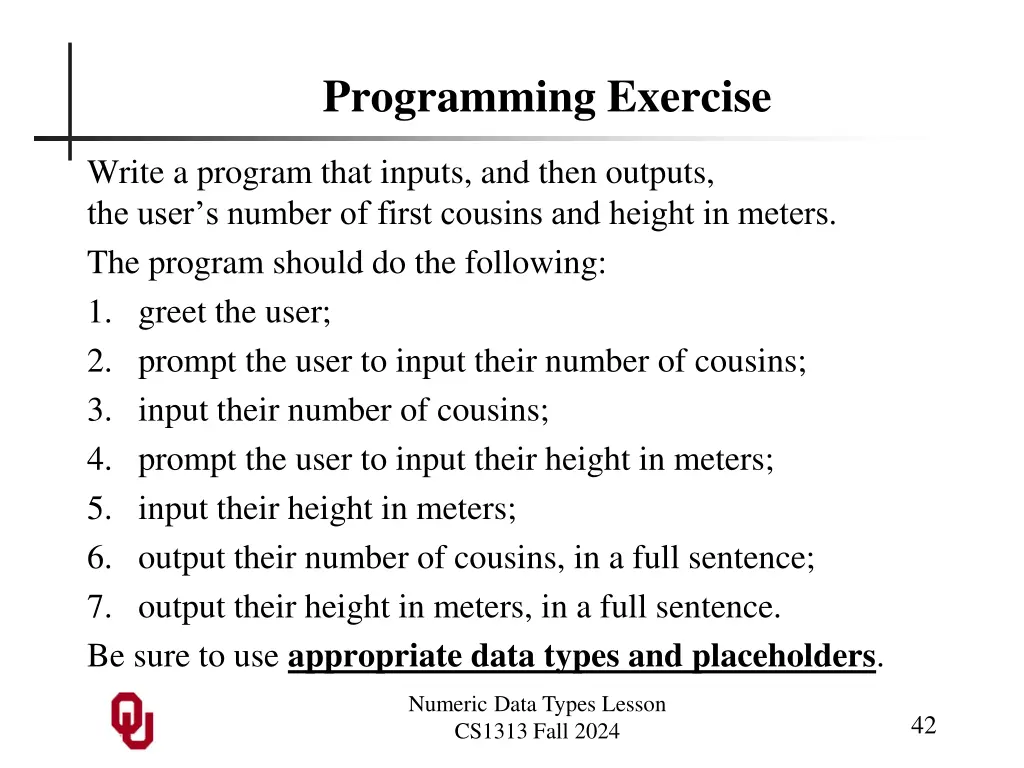 programming exercise