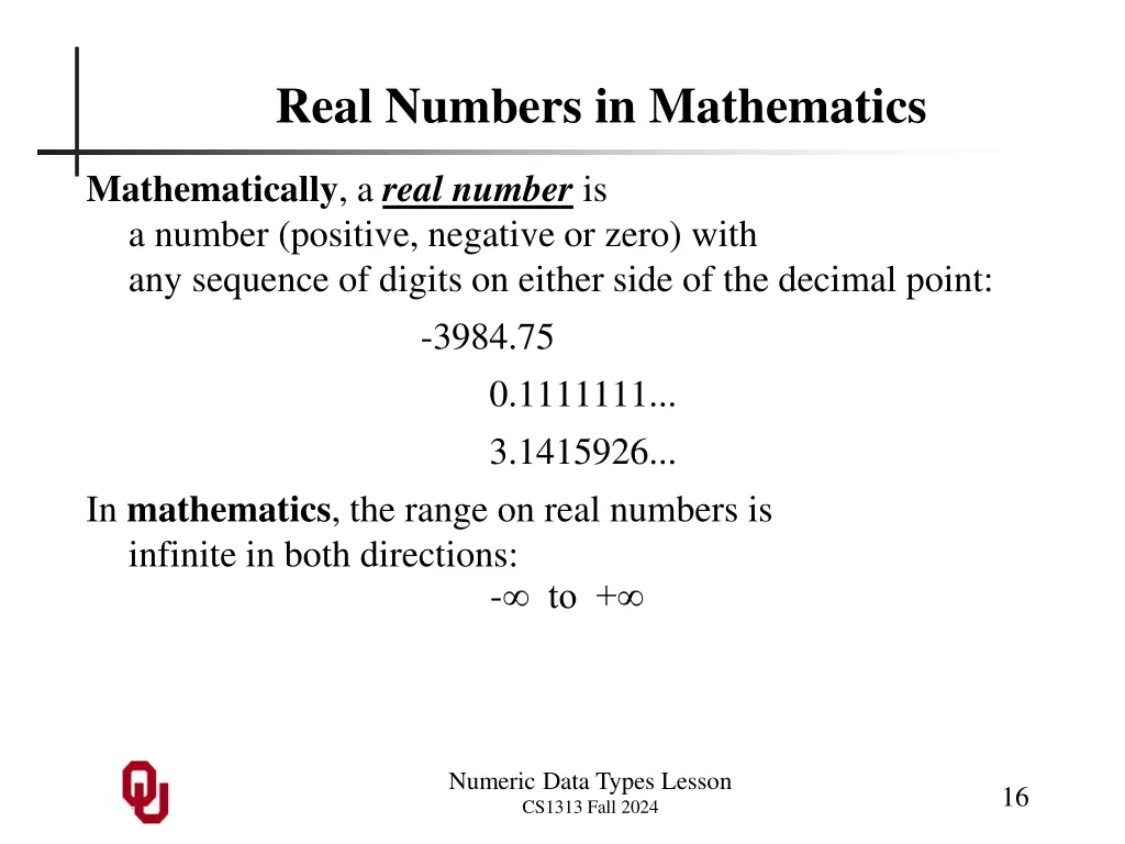 real numbers in mathematics