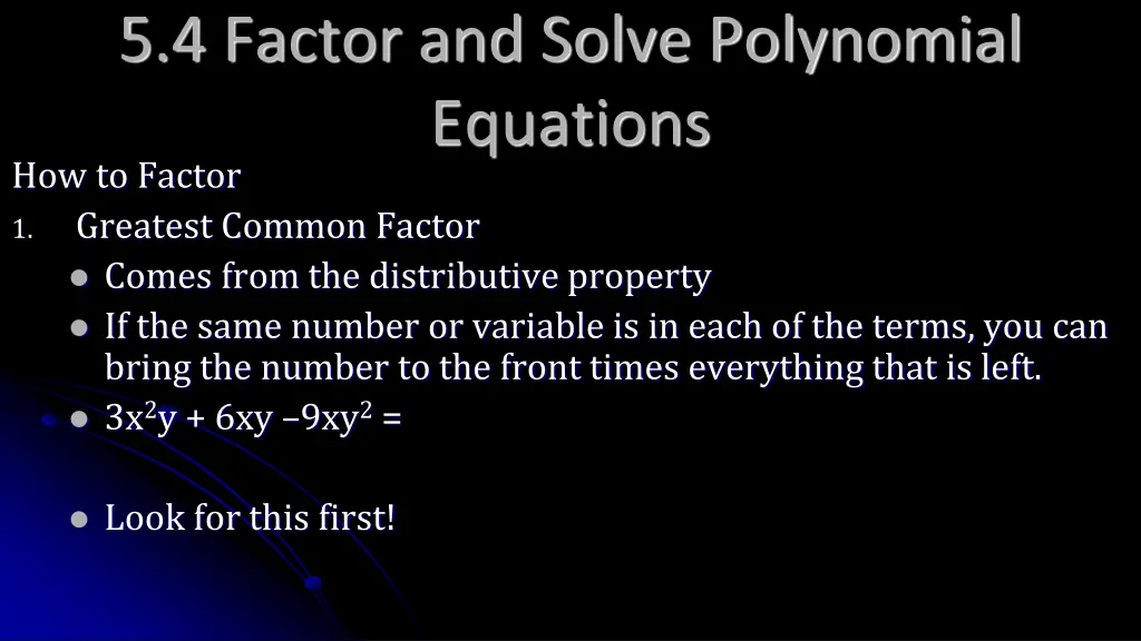 5 4 factor and solve polynomial equations 1