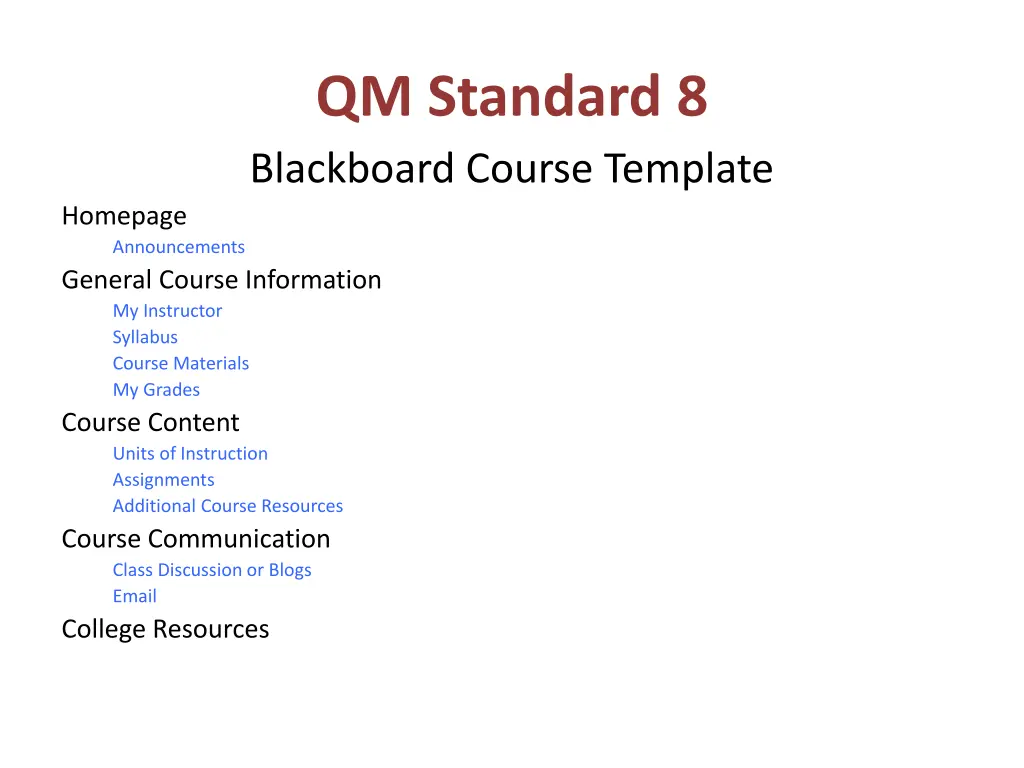 qm standard 8 blackboard course template